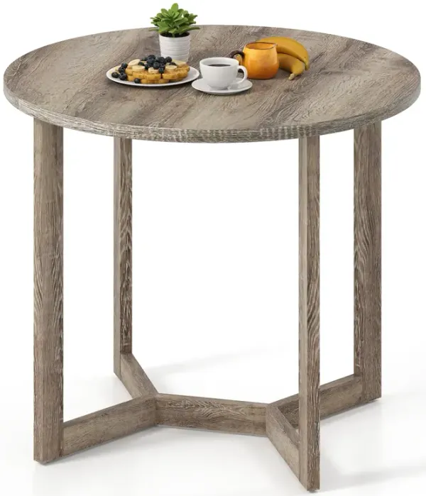 Round Pedestal Dining Table for 2–4 – Wing Base Design and Solid Wood Surface