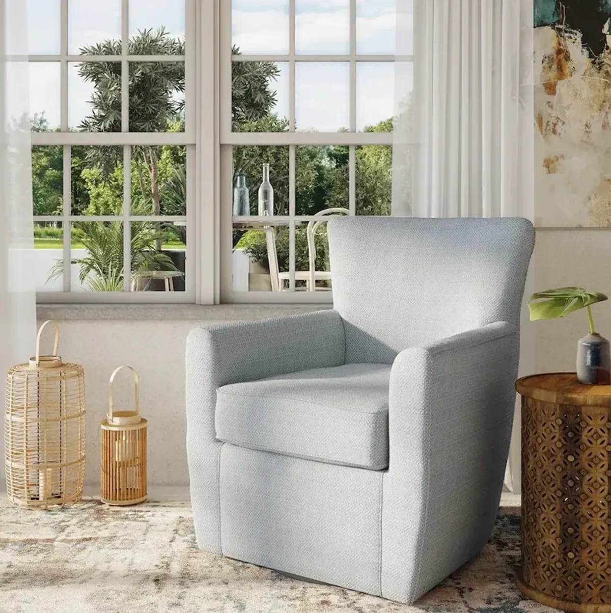 Jofran Blakely Harper Contemporary Traditional Swivel Accent Chair