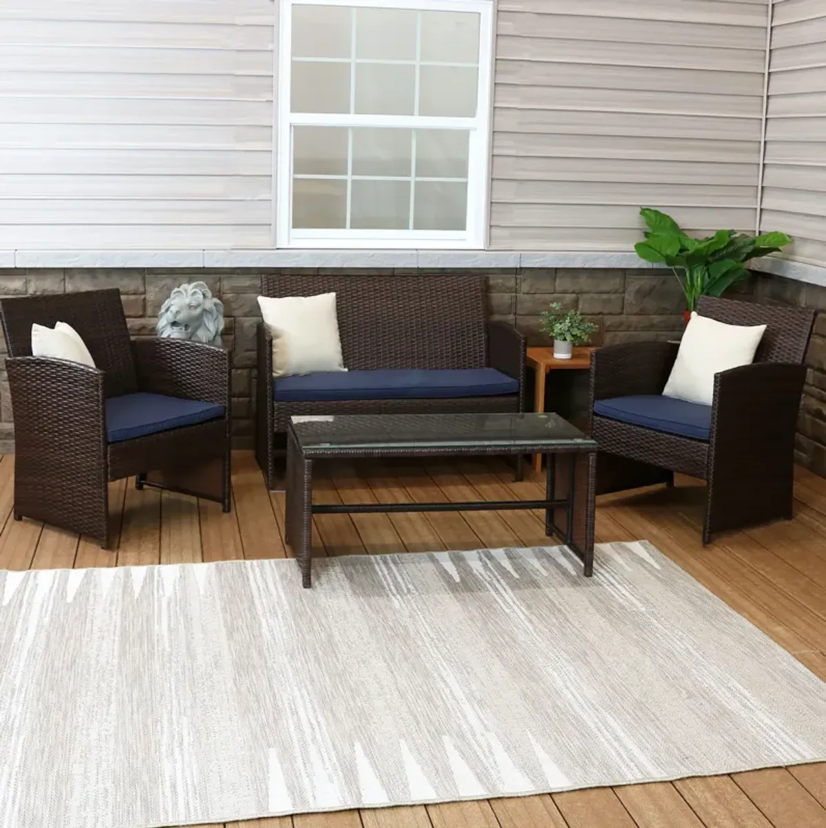 Sunnydaze Ardfield Rattan 4-Piece Patio Furniture Set