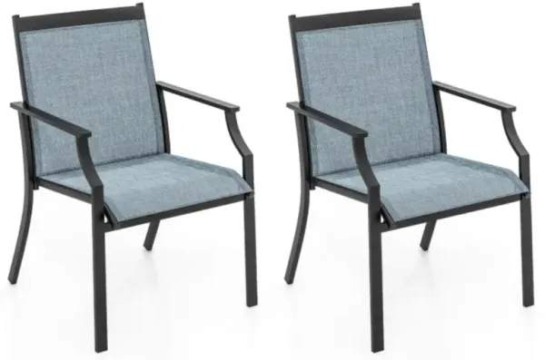 Hivvago 2 Piece Patio Dining Chairs Large Outdoor Chairs with Breathable Seat and Metal Frame