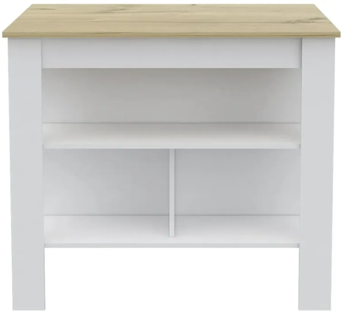 Rockaway 3-Shelf Kitchen Island White And Light Oak