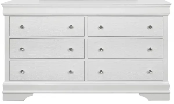 Six Drawer Solid Wood Double Dresser with Metallic Finish for Bedroom Storage