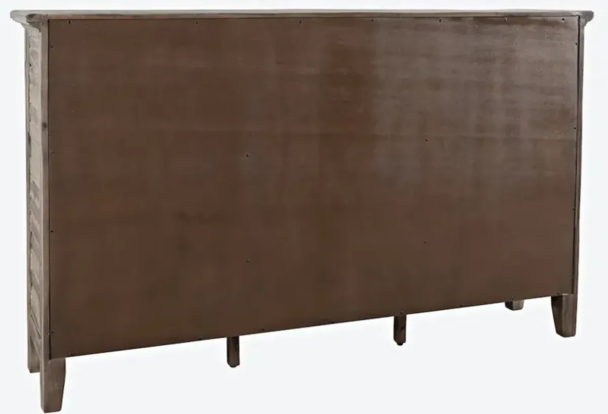 Jofran Rustic Shores 70 Coastal Distressed Acacia Six-Door Accent Cabinet