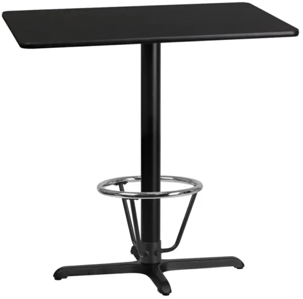Flash Furniture Stiles 24'' x 42'' Rectangular Black Laminate Table Top with 23.5'' x 29.5'' Bar Height Table Base and Foot Ring
