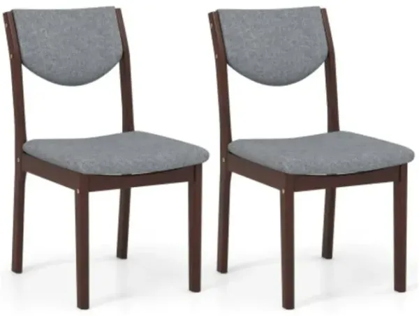 Hivvago Set of 2 Wood Kitchen Chairs with Faux Leather Upholstered Seat in Gray