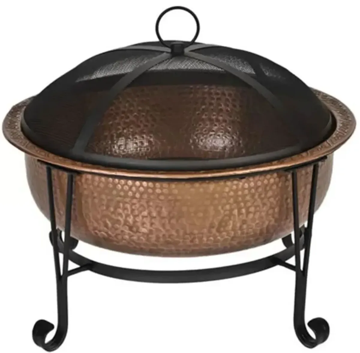 Hivvago Hammered Copper 26-inch Fire Pit with Stand and Spark Screen