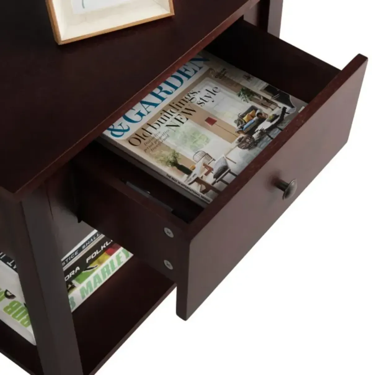 Hivvago Nightstand with Drawer and Storage Shelf for Bedroom Living Room