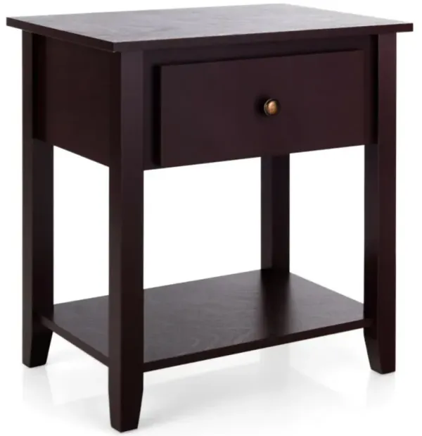 Hivvago Nightstand with Drawer and Storage Shelf for Bedroom Living Room