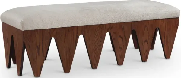 Meridian Furniture Altair Beige Velour Fur Fabric Bench