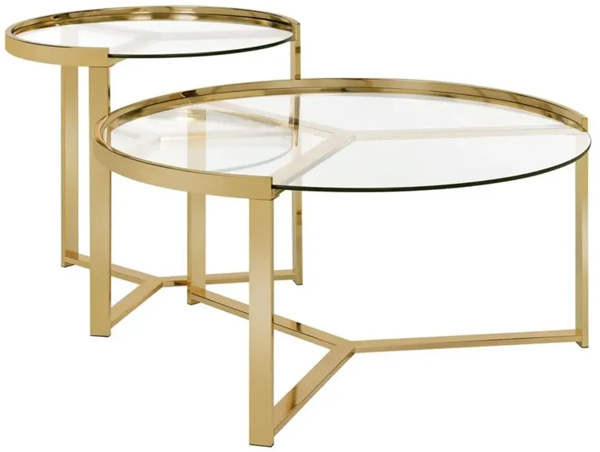 Coaster Co. of America Delia 2-piece Round Nesting Table Clear and Gold