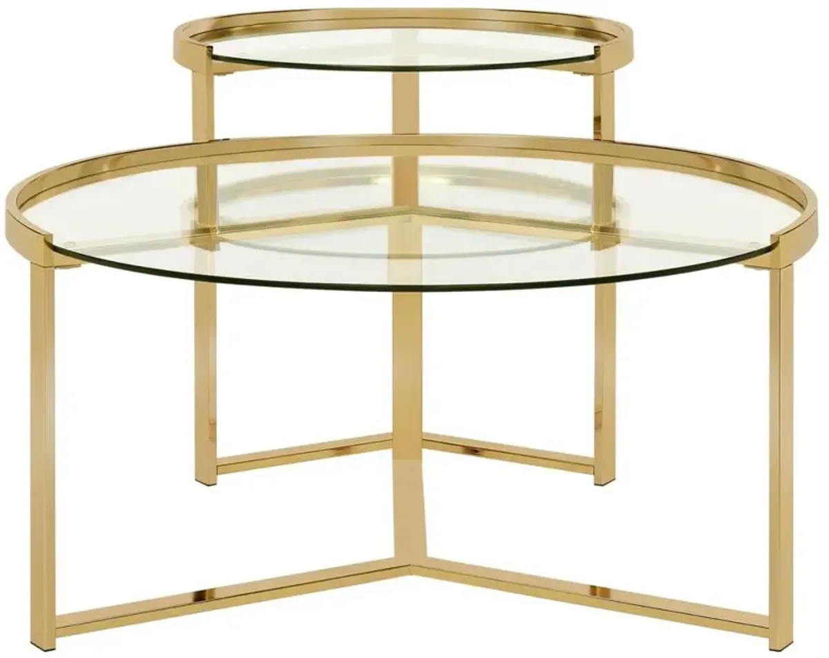 Coaster Co. of America Delia 2-piece Round Nesting Table Clear and Gold