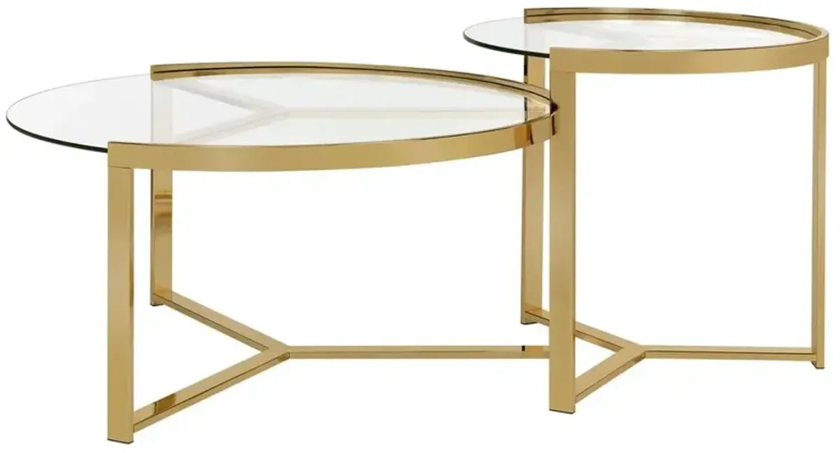 Coaster Co. of America Delia 2-piece Round Nesting Table Clear and Gold