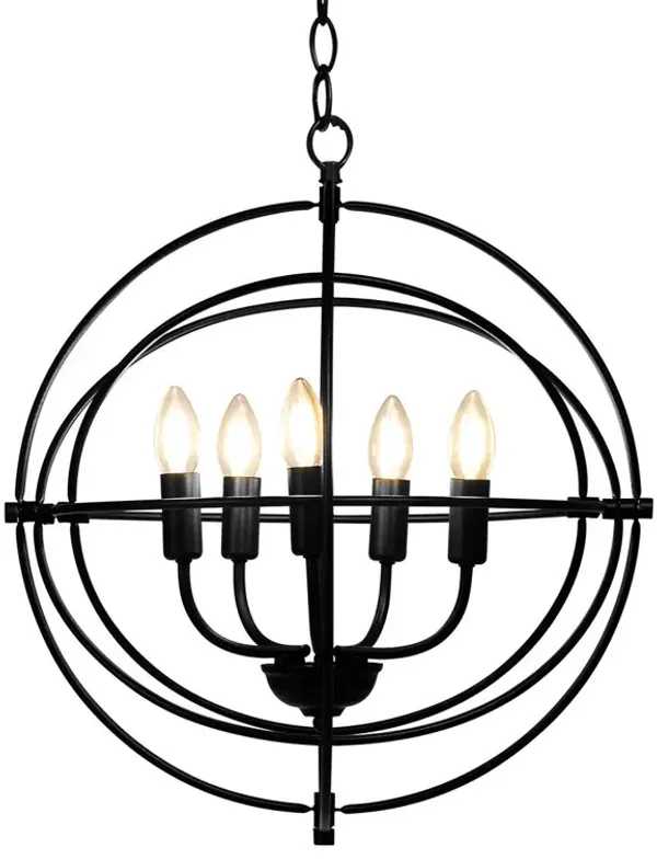 20 Inch 5 Lights Metal Chandelier with Pivoting Interlocking Rings
