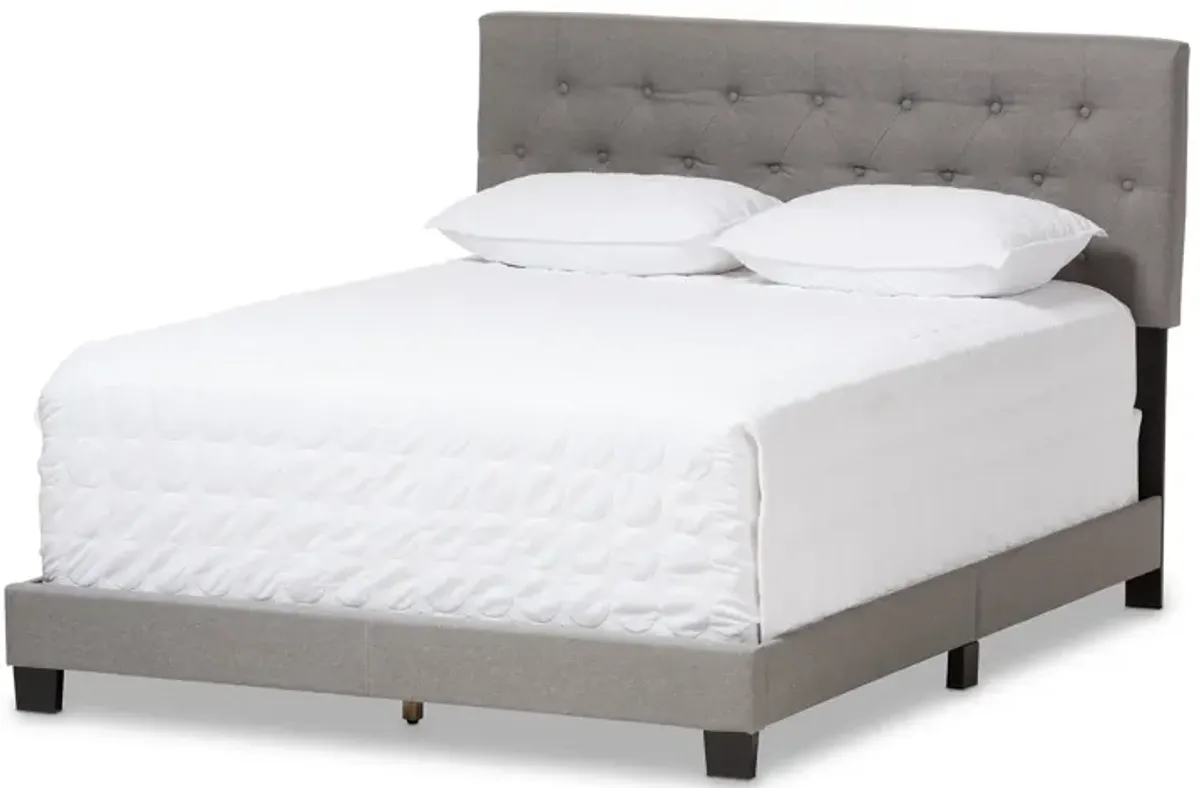 Baxton Studio Cassandra Modern and Contemporary Light Grey Fabric Upholstered Queen Size Bed