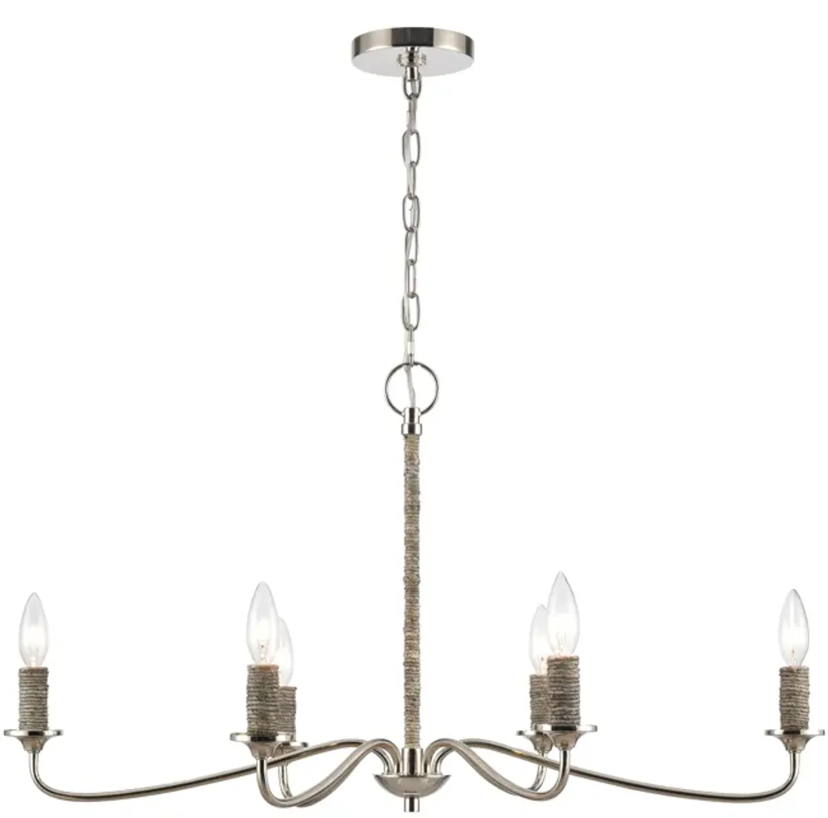 Abaca 32" Wide Polished Nickel 6-Lt Chandelier