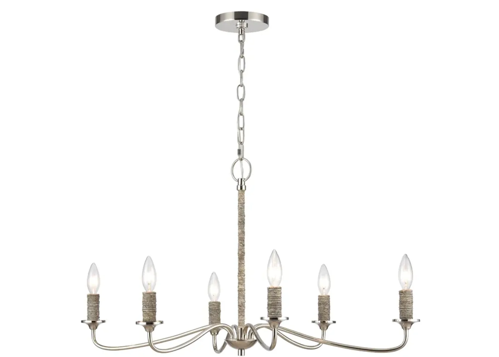 Abaca 32" Wide Polished Nickel 6-Lt Chandelier