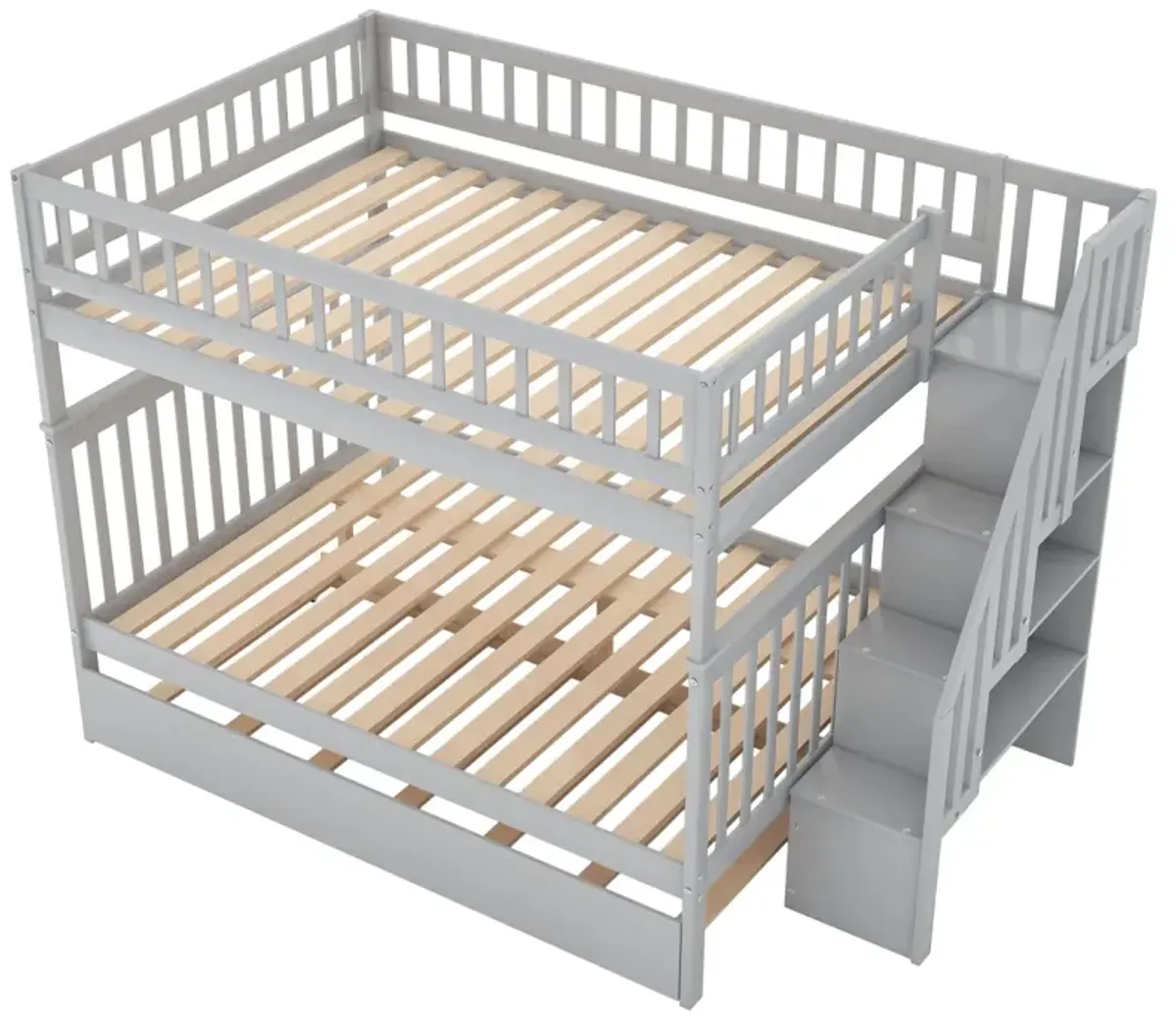 Full Over Full Bunk Bed With Trundle And Staircase