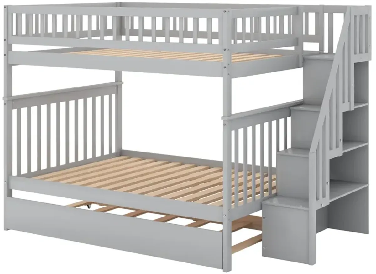 Full Over Full Bunk Bed With Trundle And Staircase