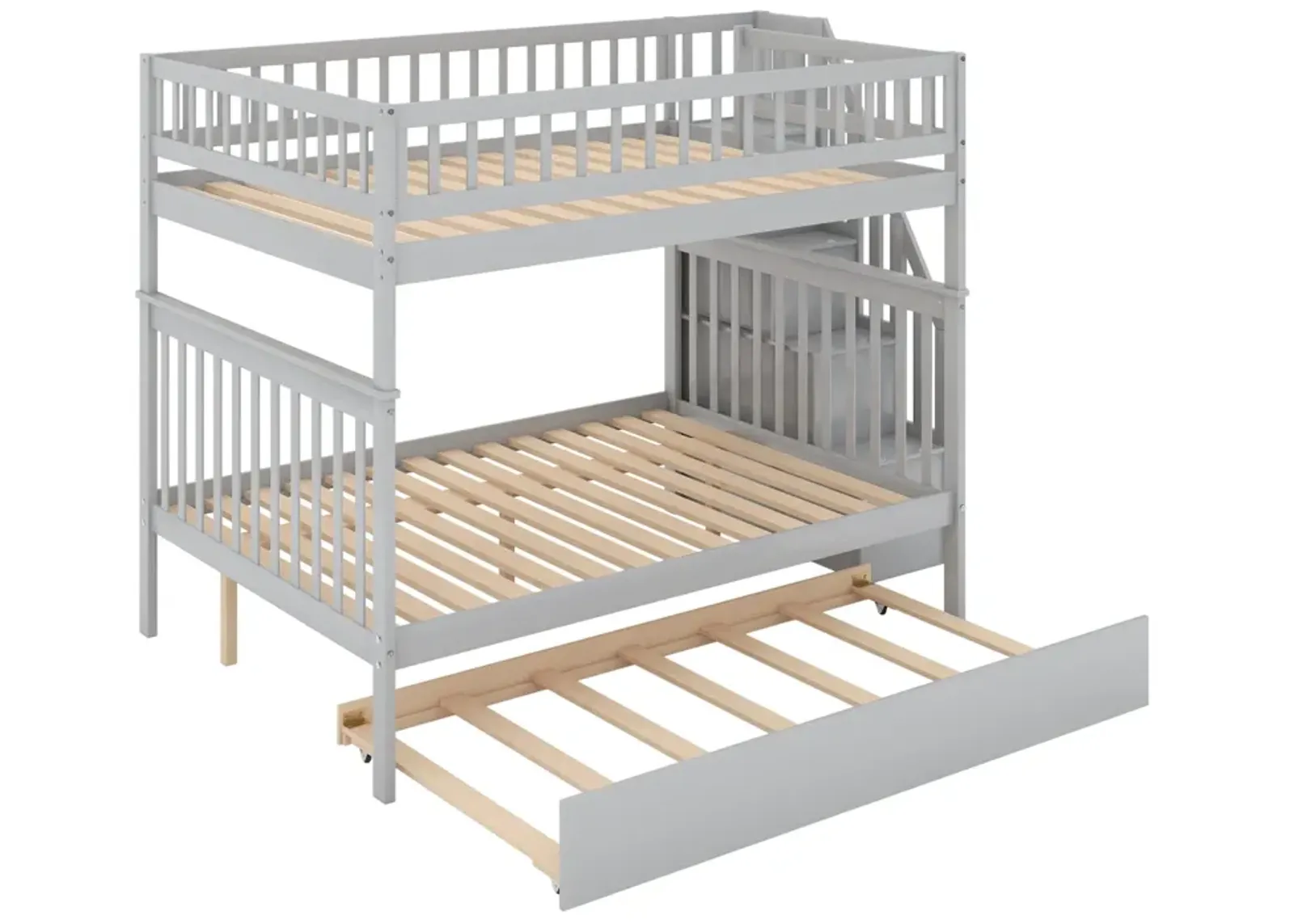 Full Over Full Bunk Bed With Trundle And Staircase