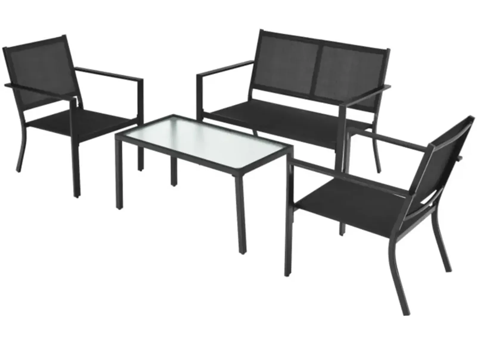 Hivvago 4 Pieces Patio Furniture Set Sofa Coffee Table Steel Frame Garden