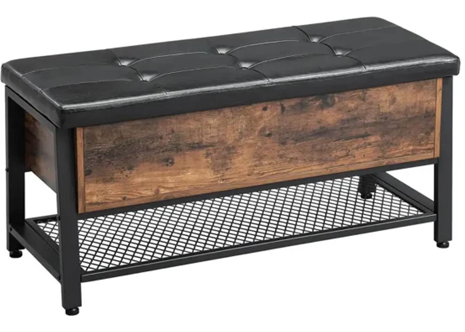 Industrial Storage Bench – Shoe Bench with Padded Seat and Metal Shelf