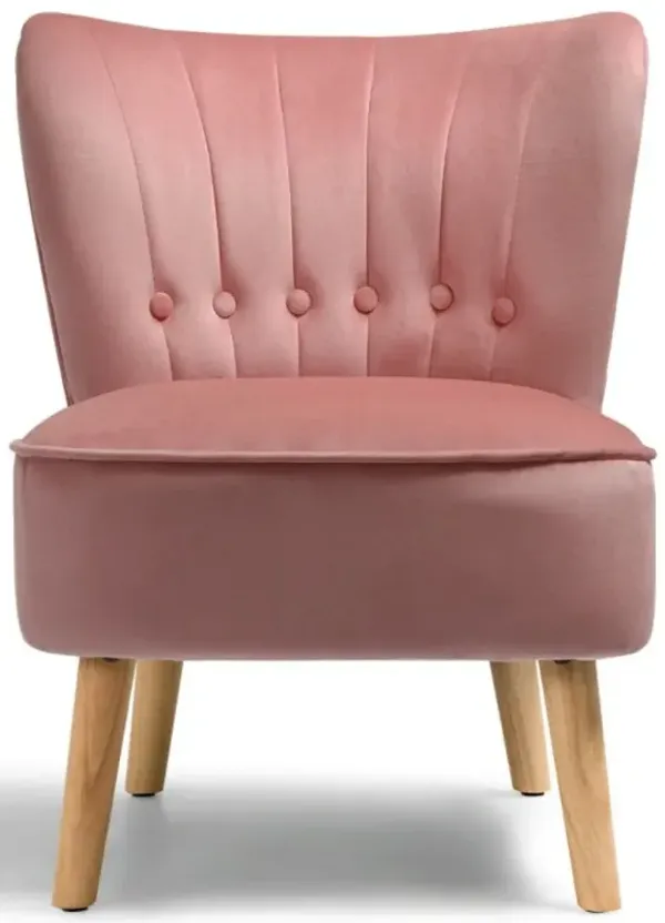Hivago Armless Accent Chair Tufted Velvet Leisure Chair-Pink