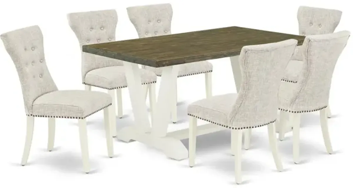 East West Furniture V076Ga235-7 - 7-Piece Small Dining Table Set - 6 Parson Dining Room Chairs and a Rectangular Dinette Table Hardwood Frame