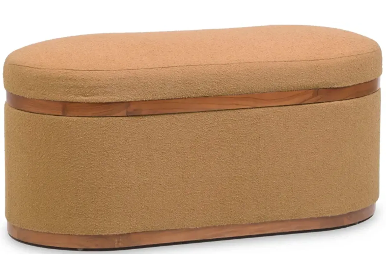 Olivier Peach Boucle Oval Storage Ottoman