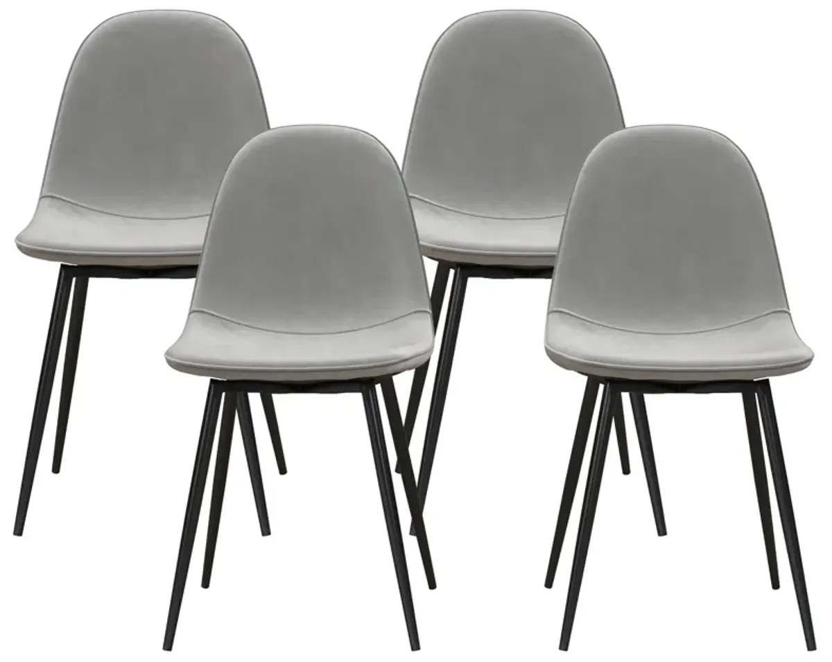 REALROOMS Brandon Upholstered 4-Piece Dining Chairs, 4-Pack, White Faux Leather