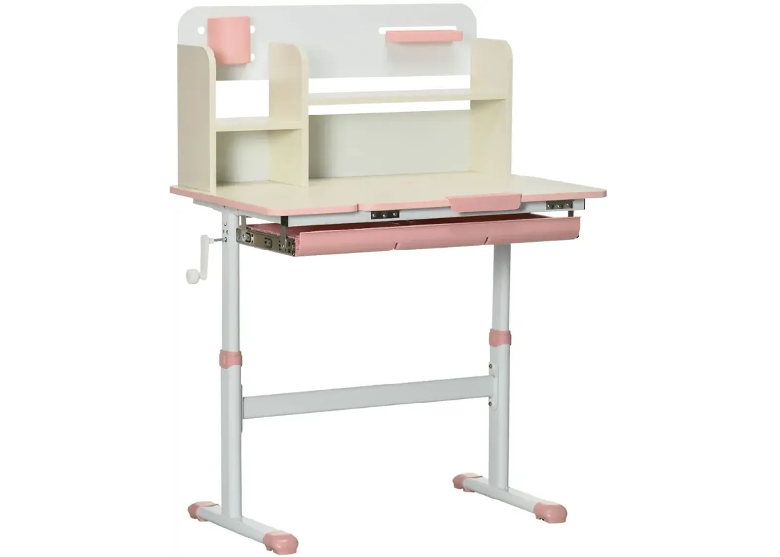 Pink Kids' Desk: Height Adjustable Study Table with Tilt Top