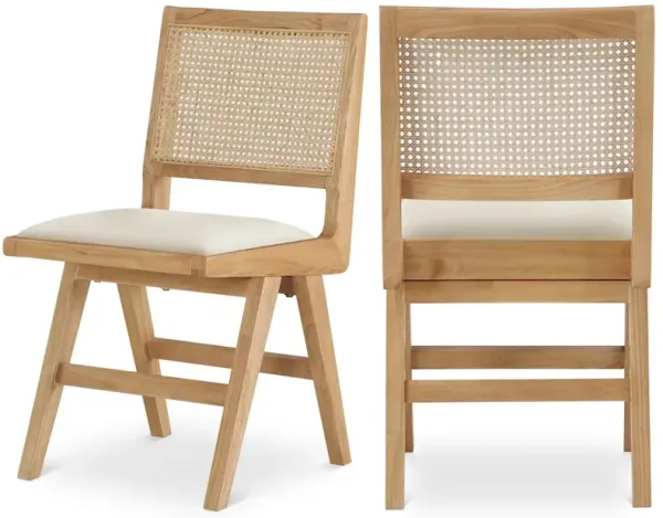Meridian Furniture Abby Cream Vegan Leather Dining Side Chair, Set of 2