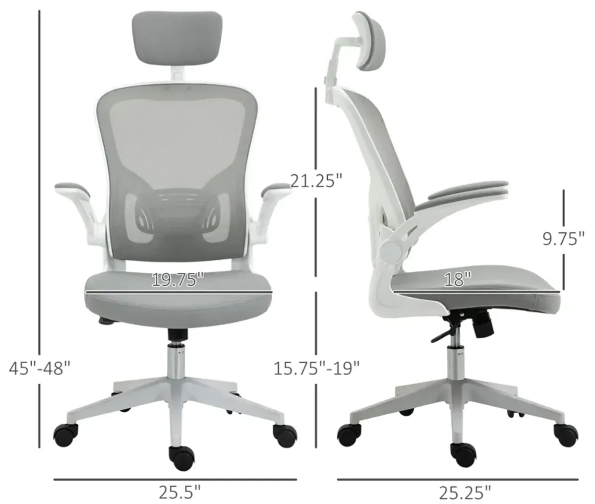 Grey Ergonomic Seating: High Back Adjustable Office Chair