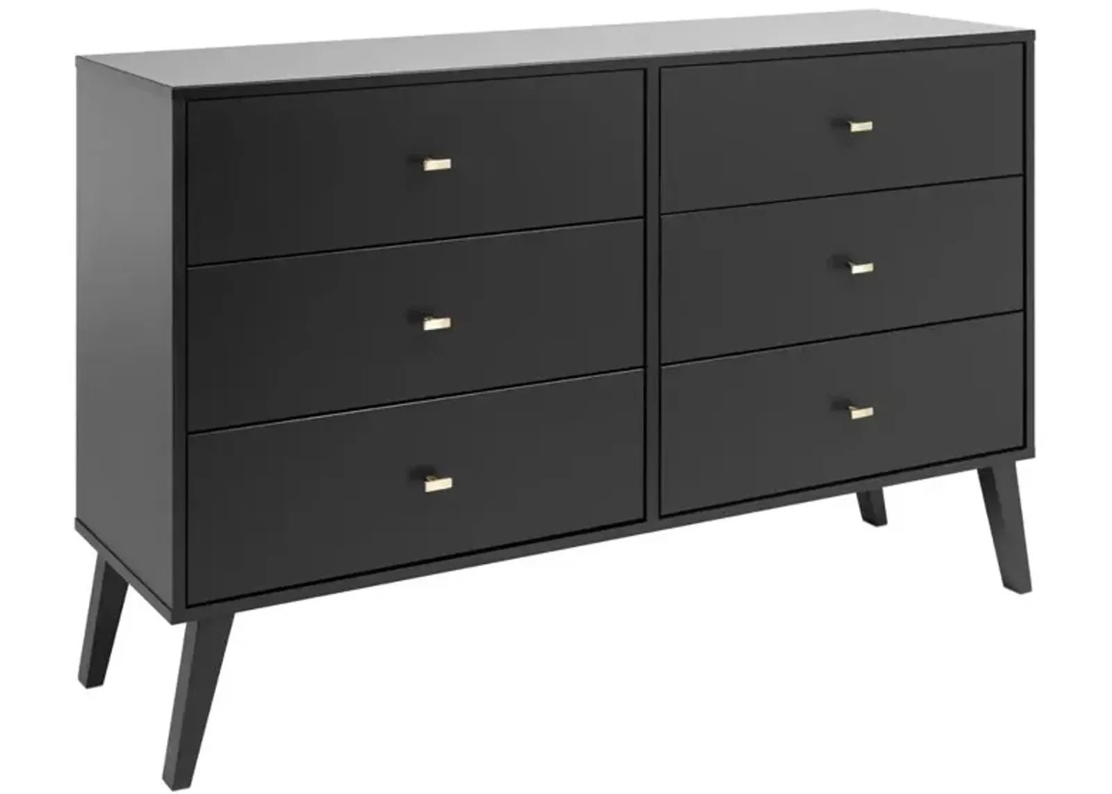 Prepac Milo Mid Century Modern  6-drawer Dresser, Black