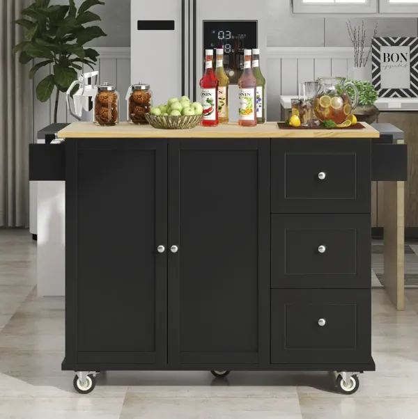 Streamdale Mobile Kitchen Island w/ Wood Top & Wheels