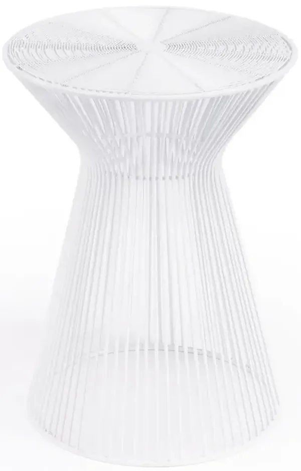 Hivvago 18" White Cinched Iron Round Top End Table