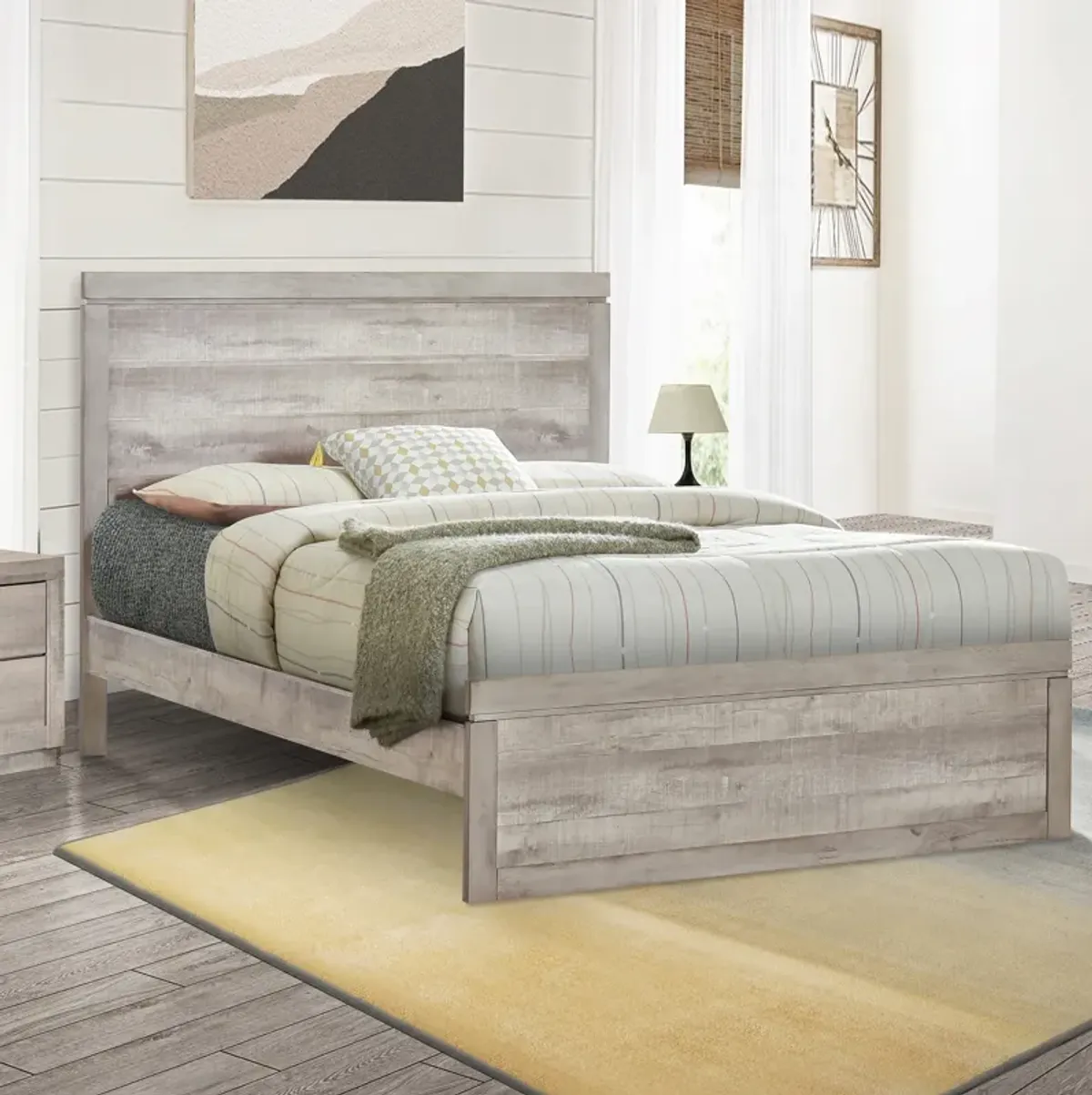 Merax Farmhouse Style Platform Bed with Headboard