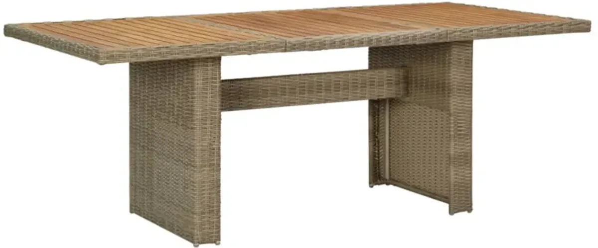 vidaXL Garden Dining Table Brown 78.7"x39.4"x29.1" Poly Rattan