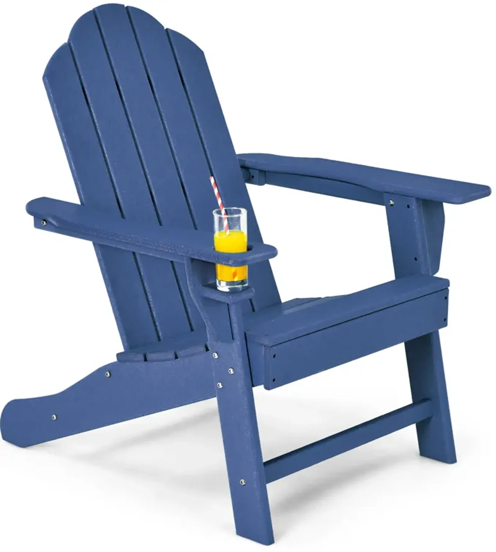 Outdoor Adirondack Chair with Built-in Cup Holder for Backyard Porch