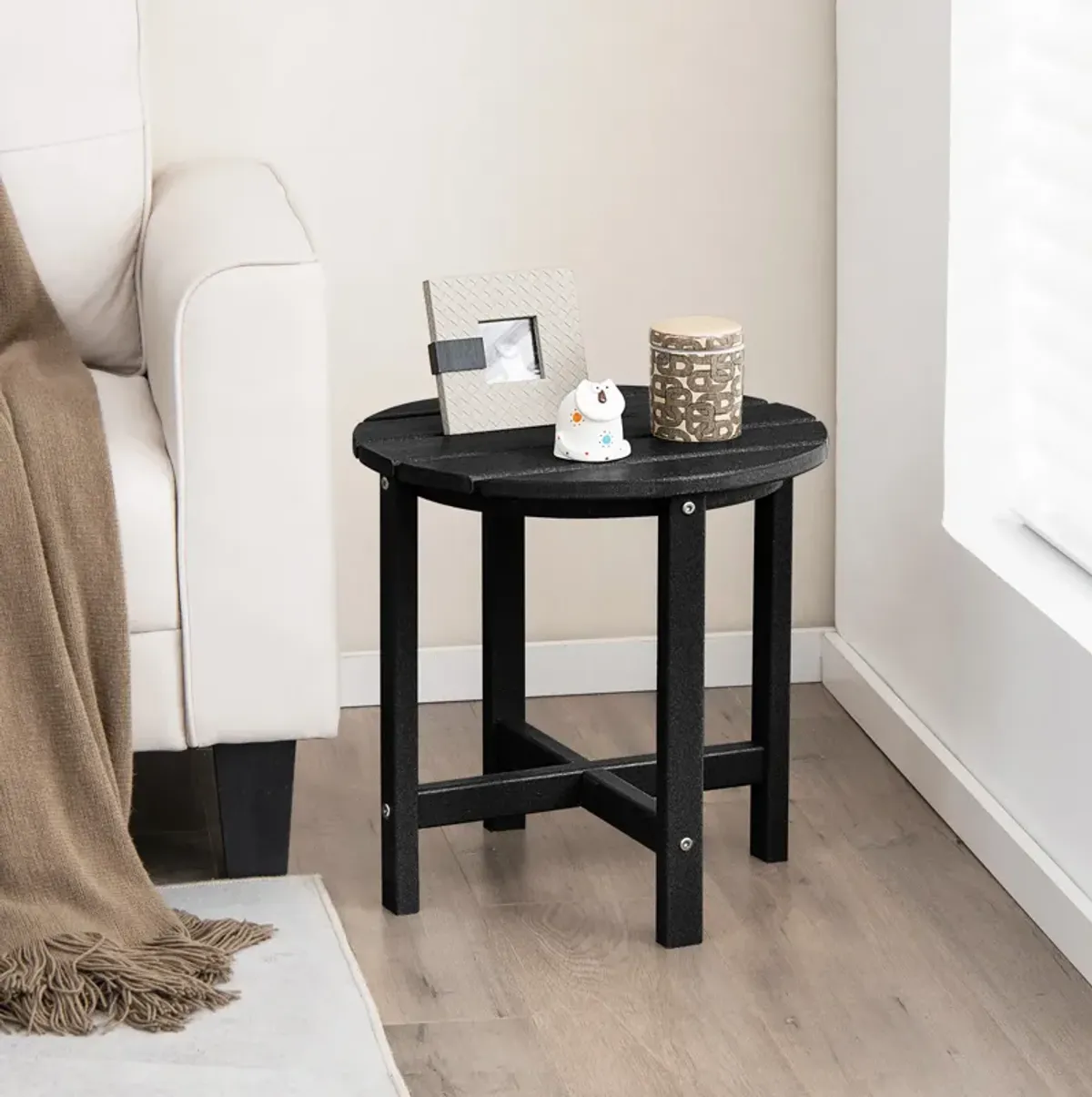 Set of 2 Round Weather-Resistant Adirondack Side Tables