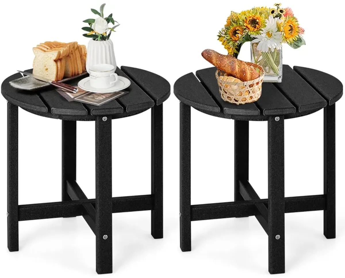 Set of 2 Round Weather-Resistant Adirondack Side Tables