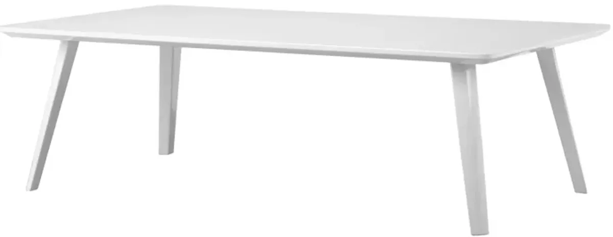 Hle 51 Inch Coffee Table, Rectangular White Top, Powder Coated Legs, Wood - Benzara