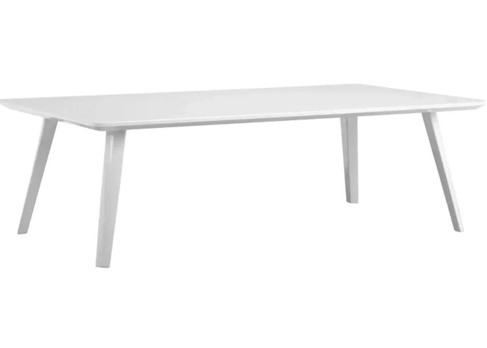 Hle 51 Inch Coffee Table, Rectangular White Top, Powder Coated Legs, Wood - Benzara