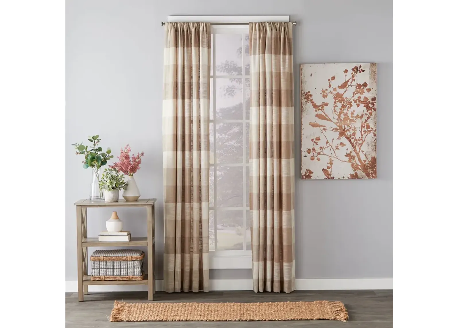 Saturday Knight Ltd Aiden Woven Design Window Panel With 1.5" Rod Pocket - 52x84", Taupe