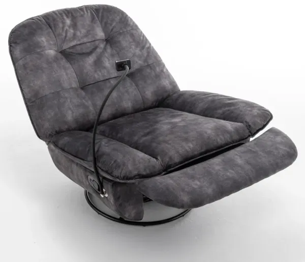 Reclining lazy chair, mobile phone holder, large and comfortable reading chair, swivel gliding rocking chair, gold-stamped velvet