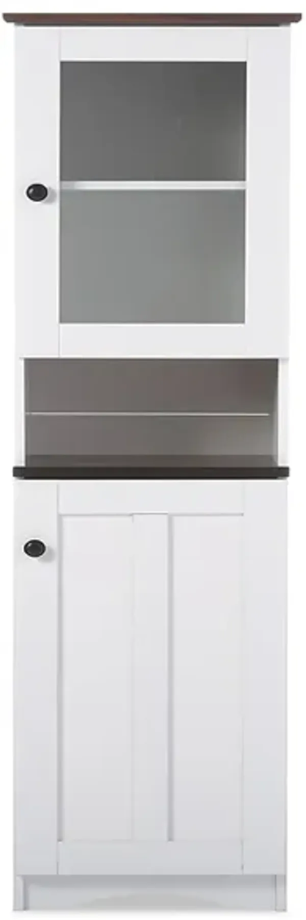 Baxton Studio Two-tone White and Dark Brown Buffet and Hutch Kitchen Cabinet
