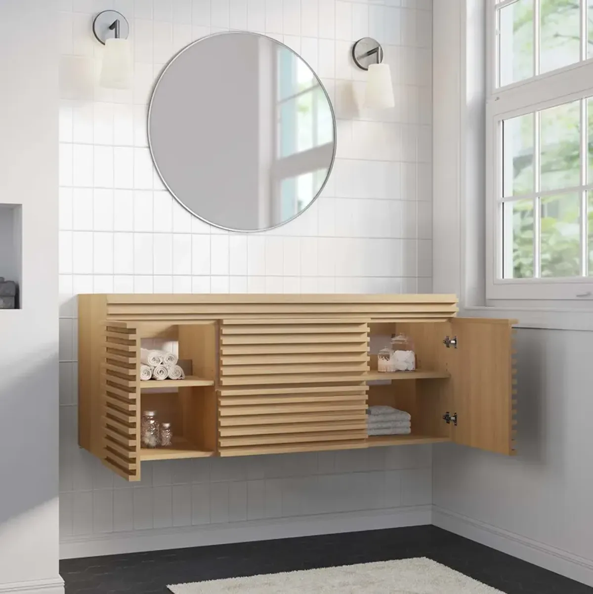 Render 48" Wall-Mount Bathroom Vanity Cabinet