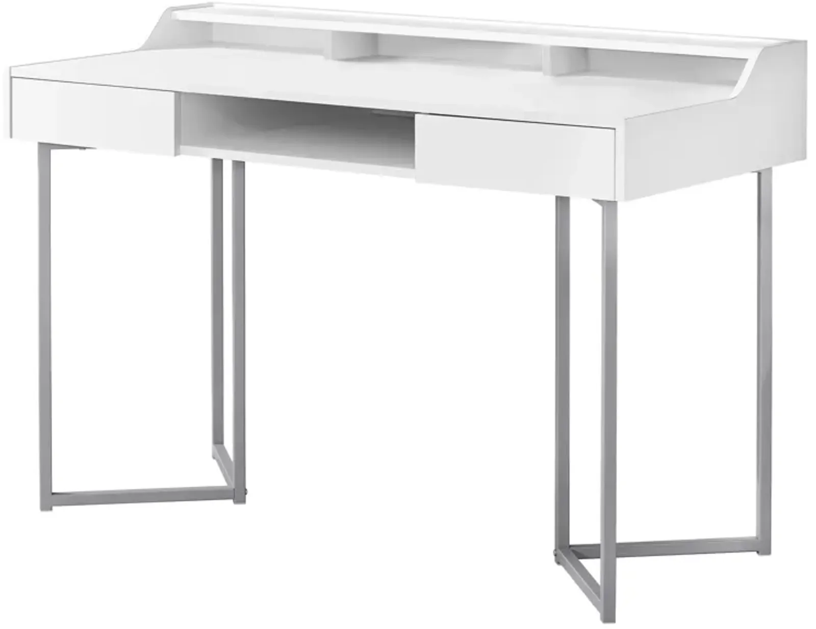 Monarch Specialties I 7361 Computer Desk, Home Office, Laptop, Storage Drawers, 48"L, Work, Metal, Laminate, White, Grey, Contemporary, Modern