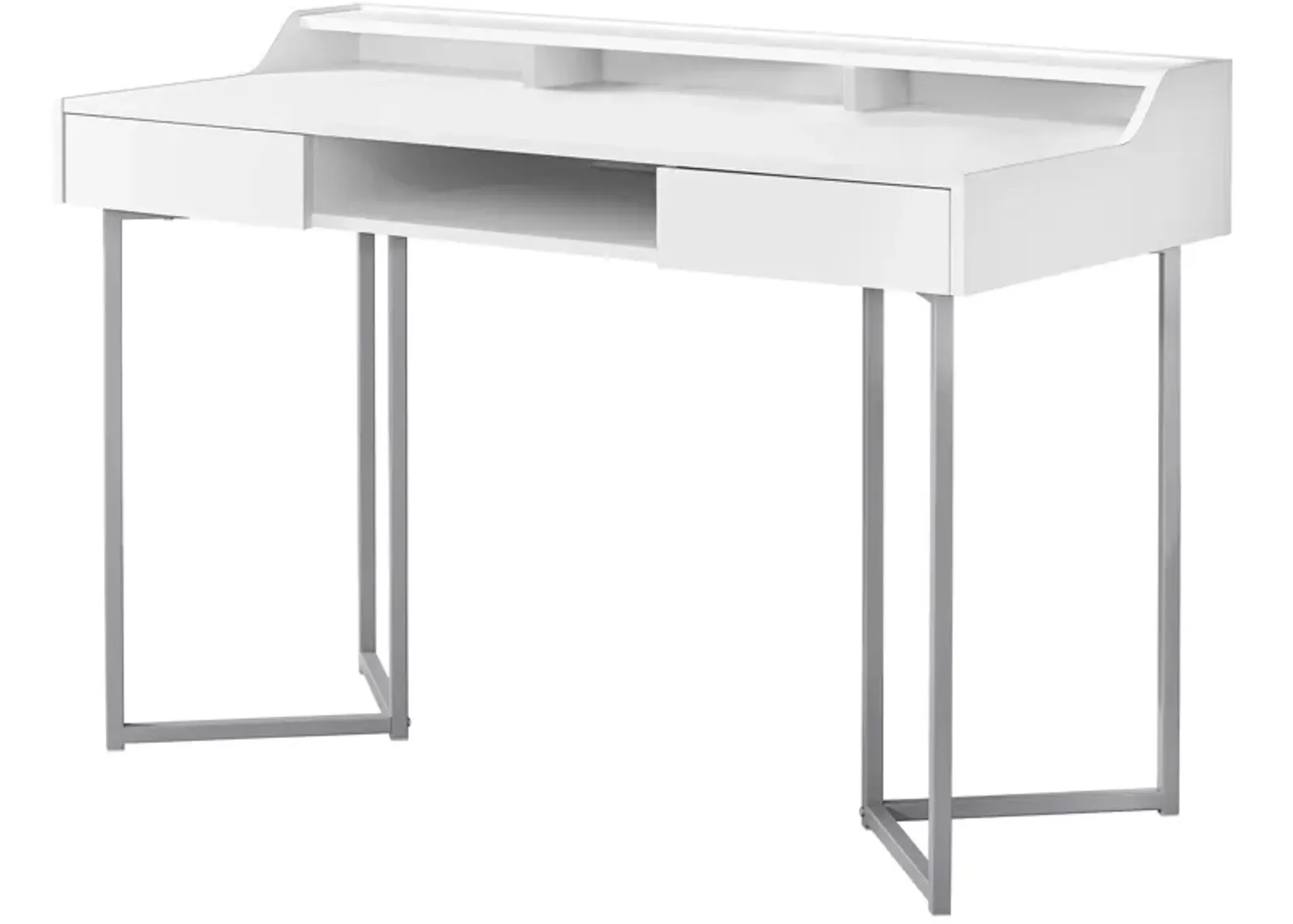 Monarch Specialties I 7361 Computer Desk, Home Office, Laptop, Storage Drawers, 48"L, Work, Metal, Laminate, White, Grey, Contemporary, Modern