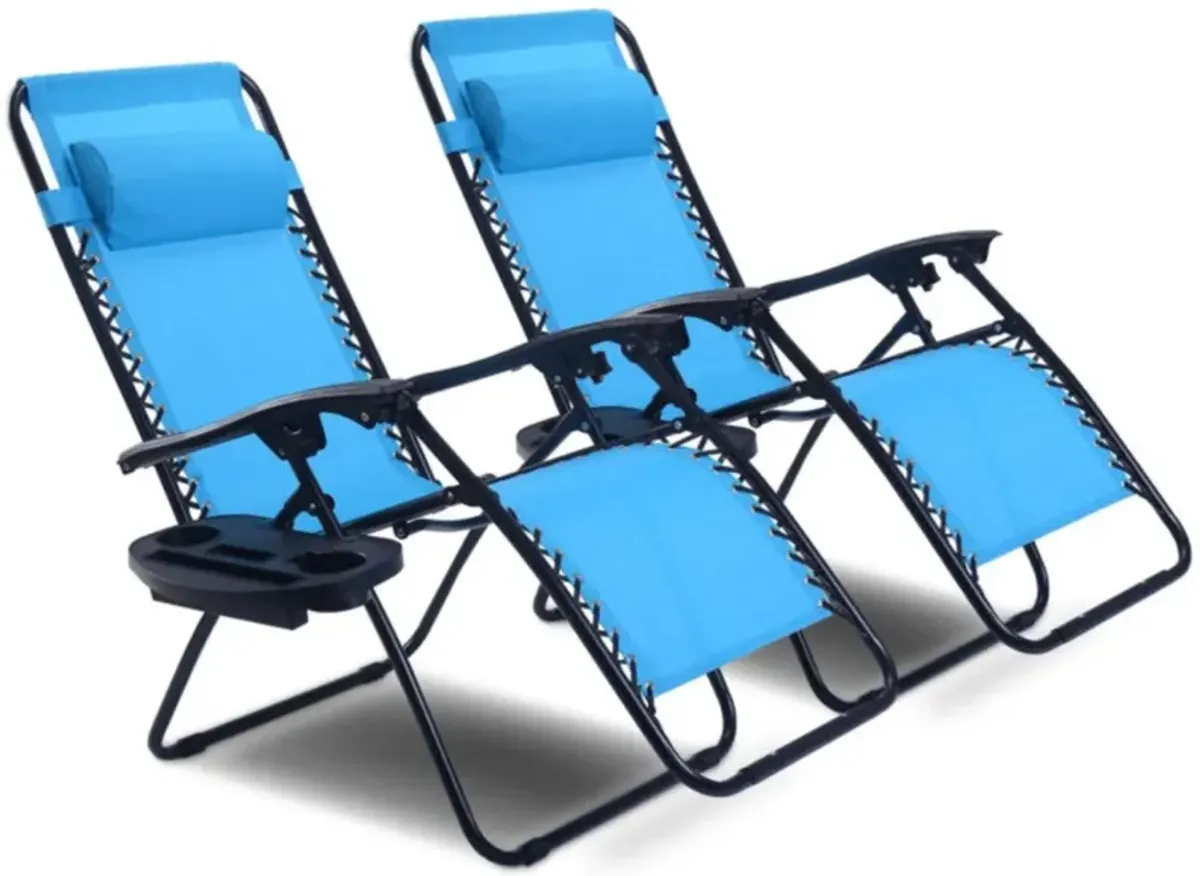 Hivvago 2 Pieces Folding Lounge Chair with Zero Gravity