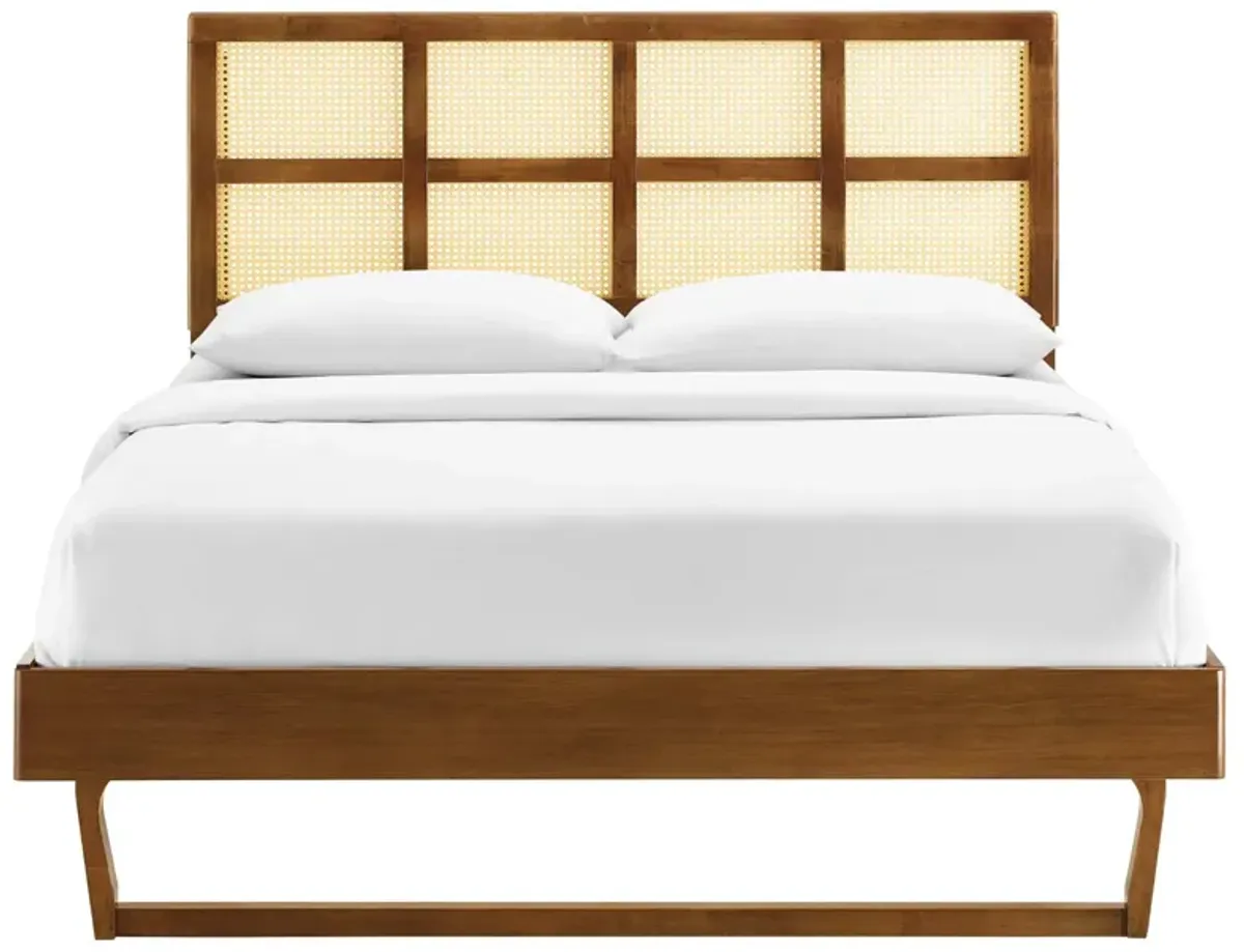 Modway - Sidney Cane and Wood King Platform Bed with Angular Legs